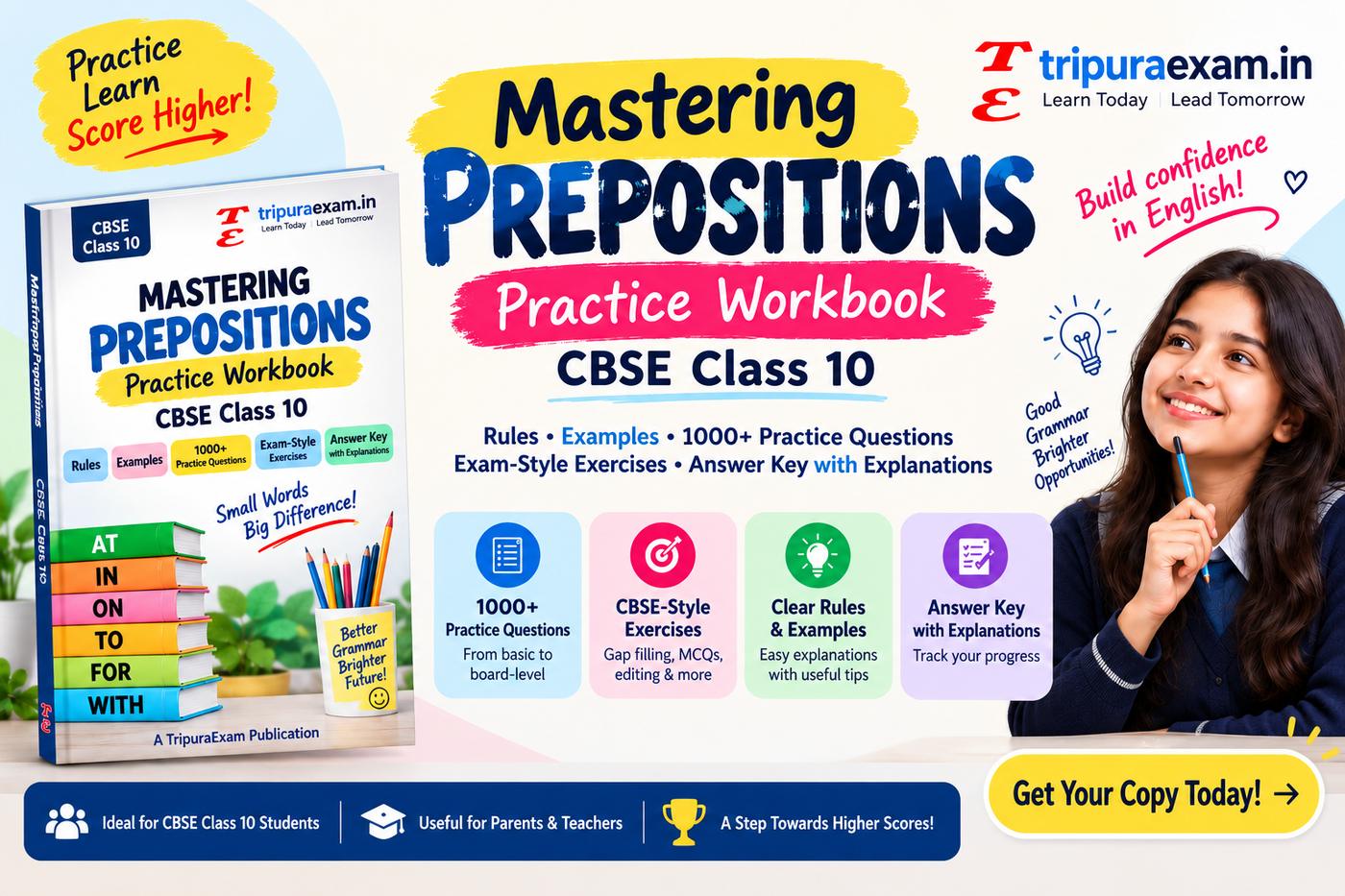 CBSE Class 10 English Prepositions Practice Workbook